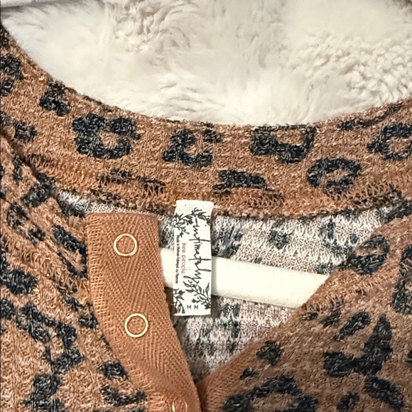 Leopard Print Ribbed Button-Front Top in Brown and Black - Free People - Picture 3 of 4
